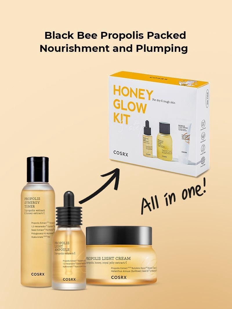 COSRX Honey Glow Skincare Kit - Propolis Toner, Ampoule, Moisturizer