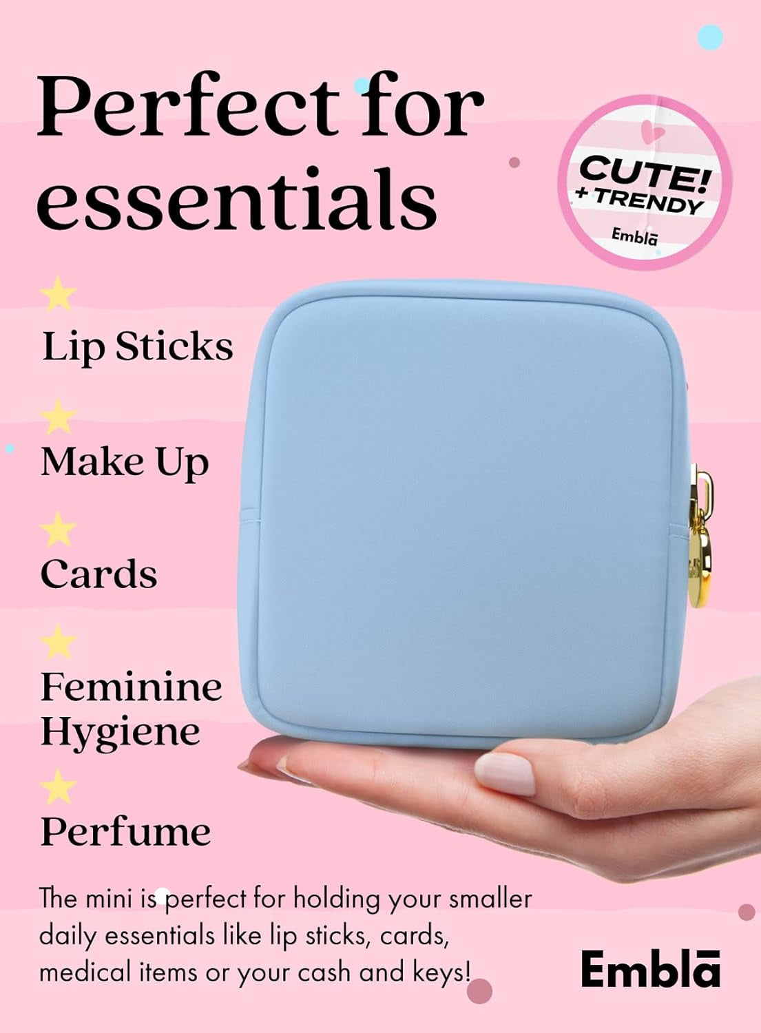 Mini Waterproof Nylon Makeup Bag for Purse - Travel Cosmetic Pouch, Durable & Lightweight