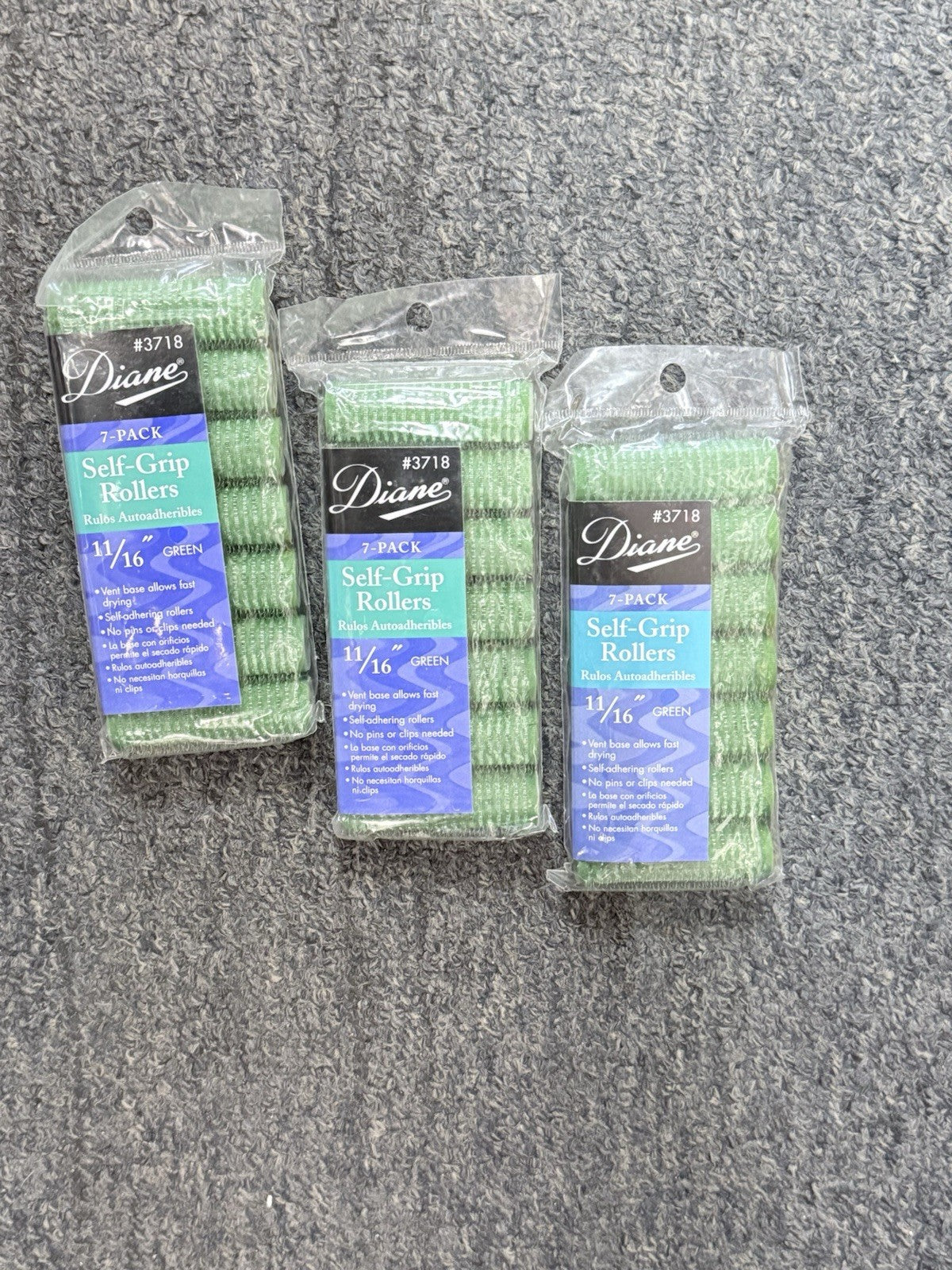 Self-Grip Hair Rollers Green 11/16 Inch 7 Pack for Styling