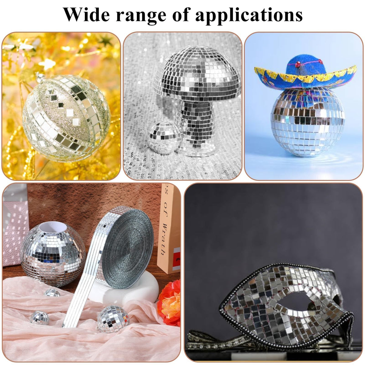 Self-Adhesive Disco Mirror Tiles 5x5mm - Silver Square Mosaic for DIY Crafts & Decor