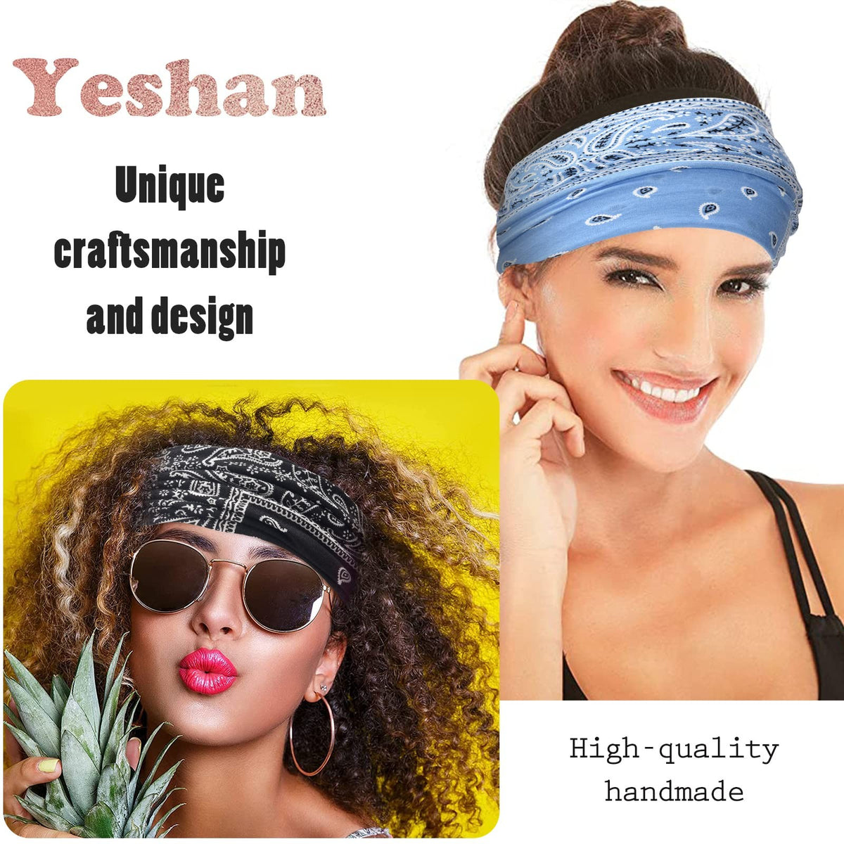 Wide Bandana 6 Count (Pack of 1), No10(new paisley colors pcs)