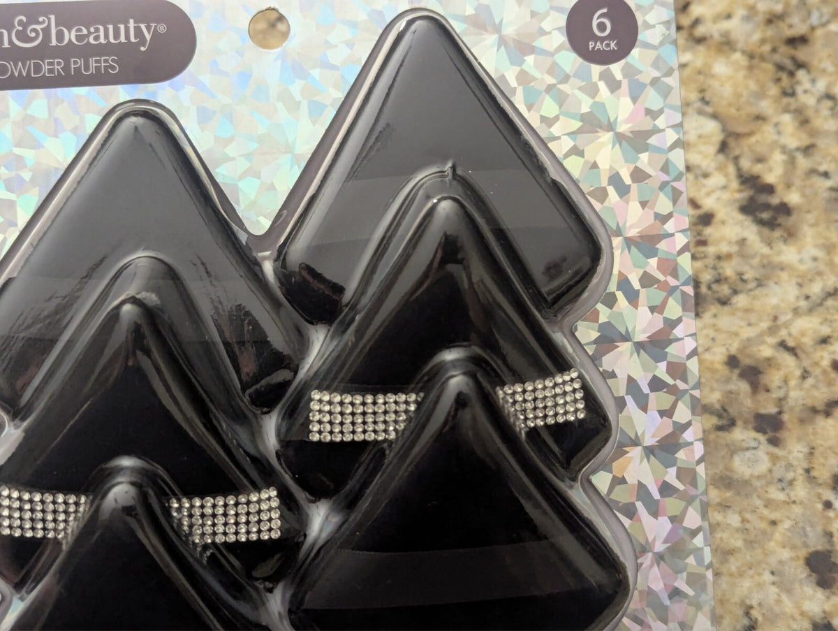 Glam & Beauty Powder Puffs 6 Pack Tear-Drop Design Black - Makeup Tools