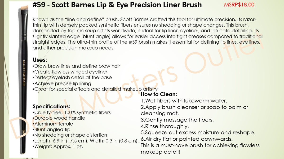 Scott Barnes #59 Lip & Eye Precision Liner Brush - New with Tag