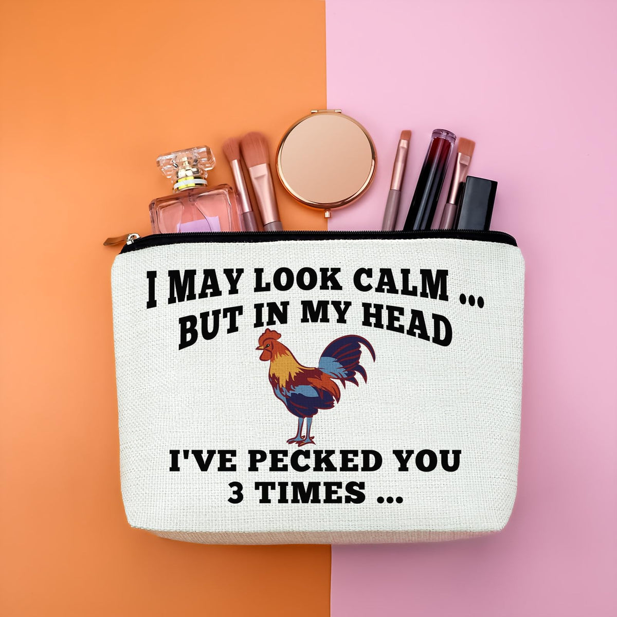 Funny Chicken Lover Makeup Bag - Women’s Cosmetic Travel Organizer 10x7 Inches