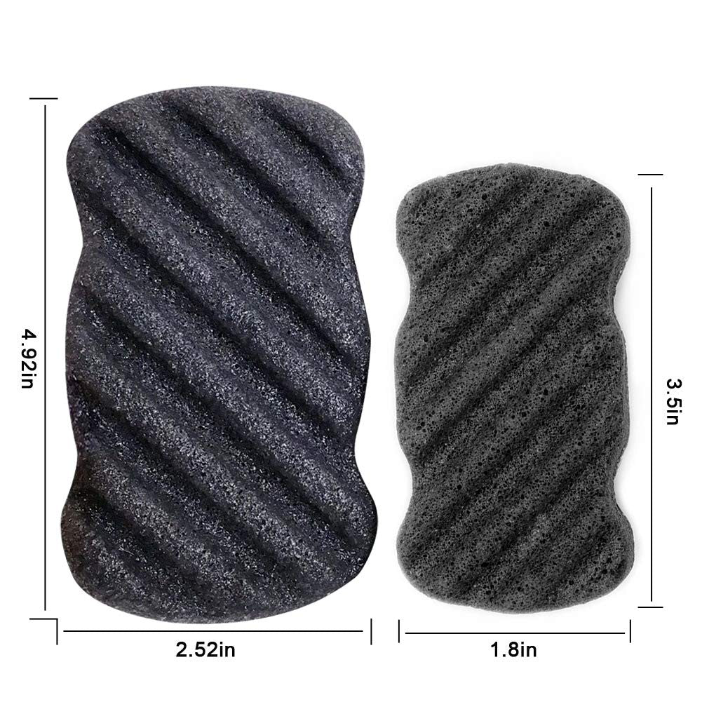 Set of 4 Natural Konjac Body Sponges with Bamboo Charcoal for Gentle Exfoliation