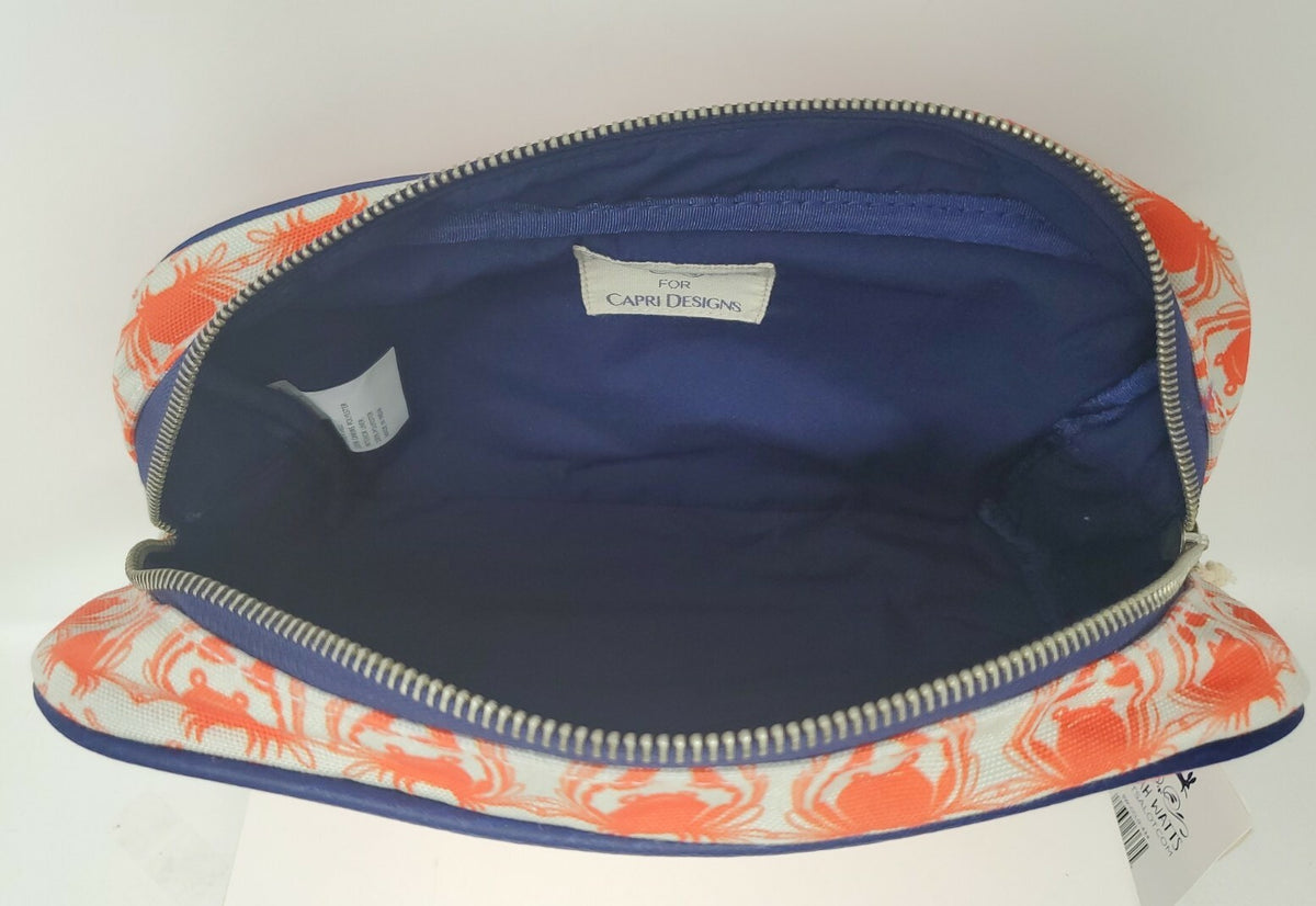 Large Nautical Crab Design Cosmetic Bag for Travel & Makeup Storage