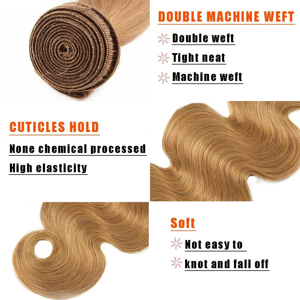 Blonde Body Wave Human Hair Bundle - 32 Inch Brazilian Virgin Hair
