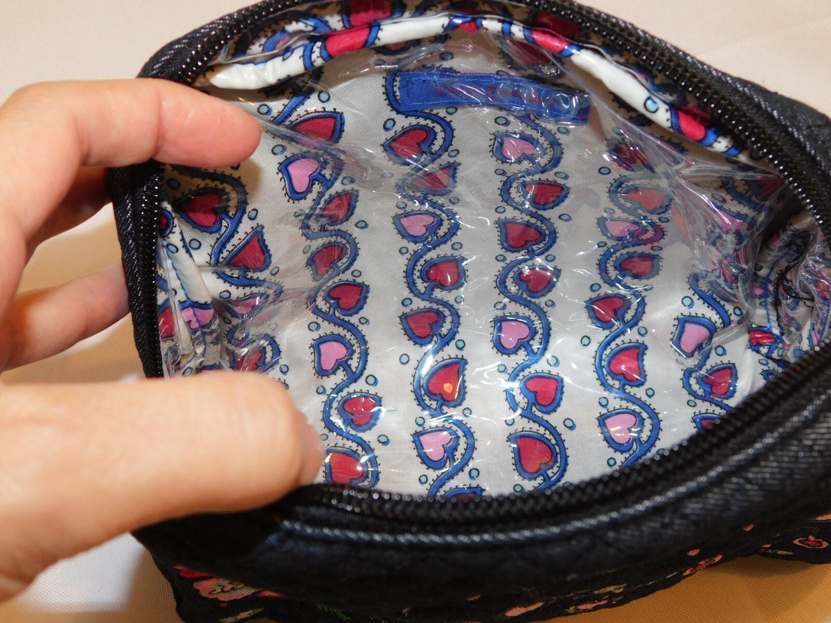 Medium Denim Travel Cosmetic Bag - Makeup Organizer & Toiletry Case