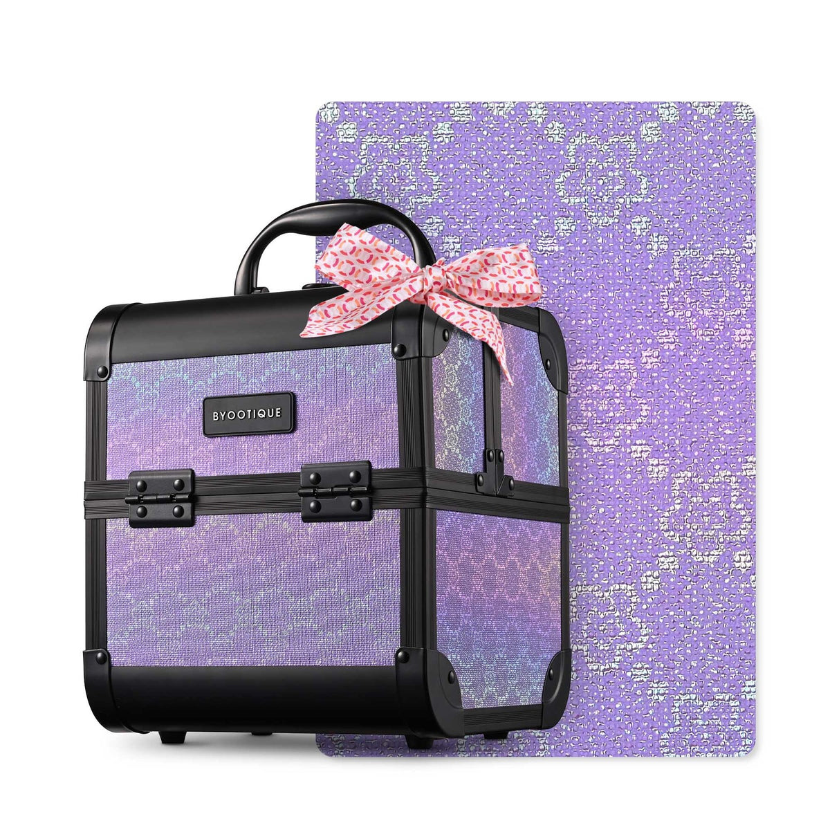 Makeup Train Case with Mirror, Extendable Trays & Floral Design
