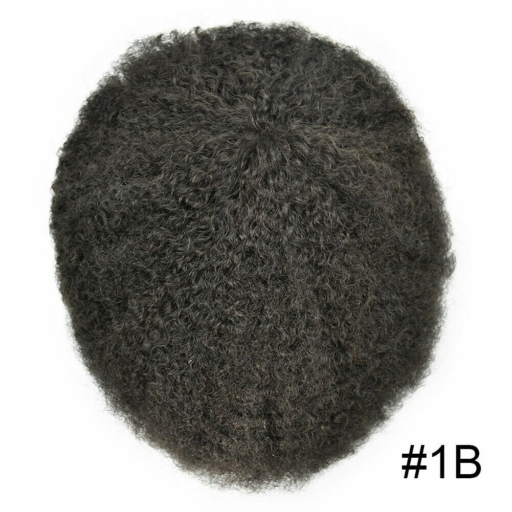 Men's Afro Curly Hair Units for Black Men - Thin Skin Toupee & Hairpieces
