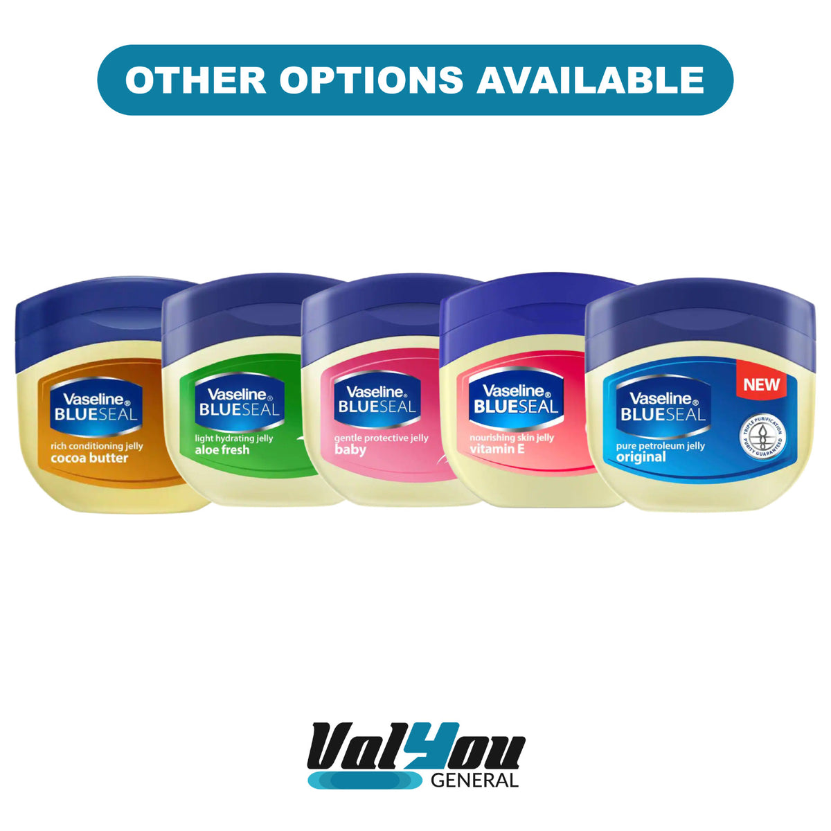 6x Jars Vaseline Blue Seal Vitamin E Nourishing Skin Petroleum Jelly