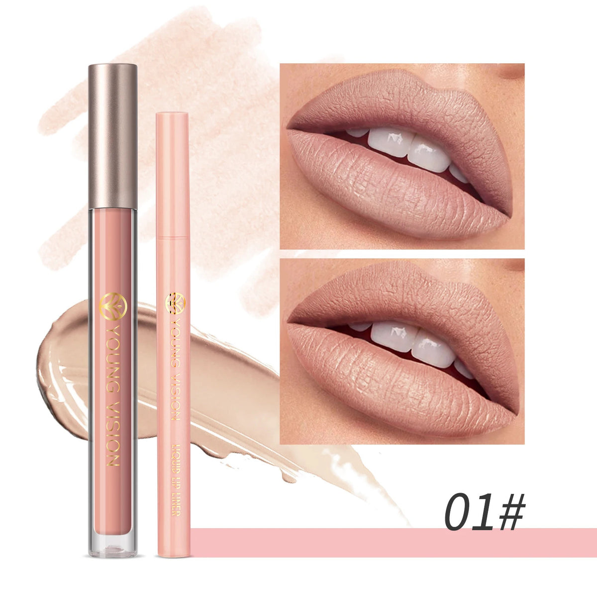 Lip Gloss Lip Liner Set Waterproof Non-Stick Moisturizing Makeup Kit