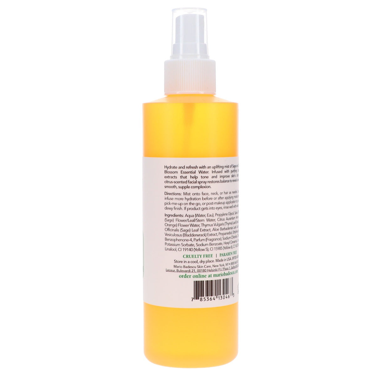 Facial Spray with Aloe, Sage & Orange Blossom - Hydrating Mist 8 oz