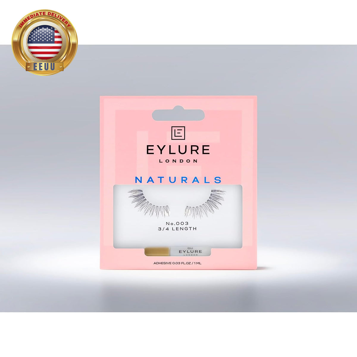 Reusable False Eyelashes with Clear Band and Adhesive - Natural Look, 1 Pair