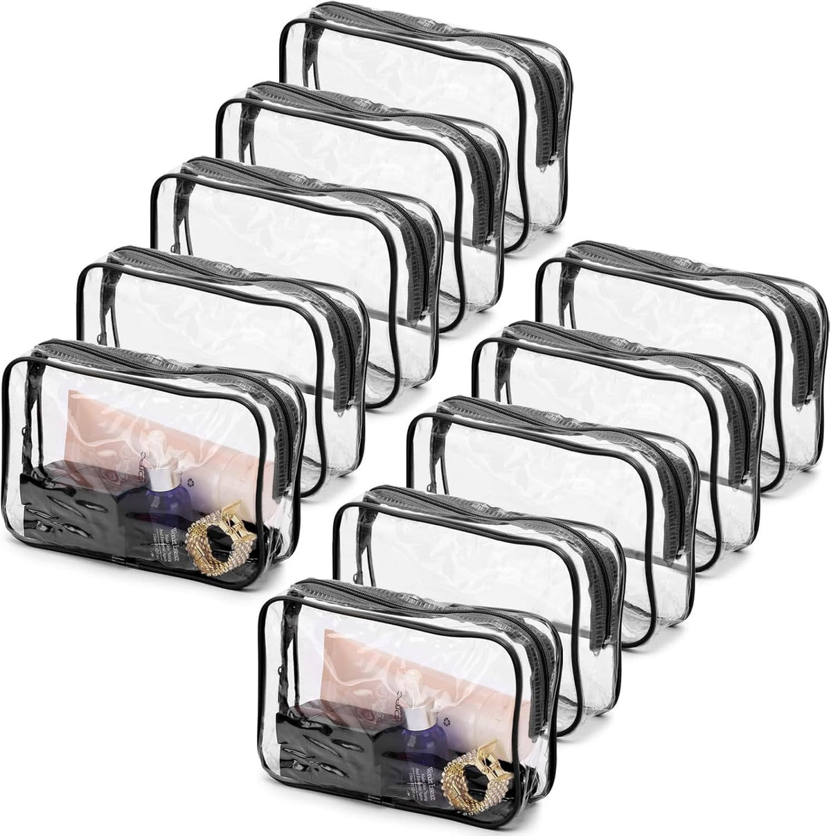 10 Pcs Clear Travel Cosmetic Bags Waterproof Makeup Organizer Small Toiletry Bags