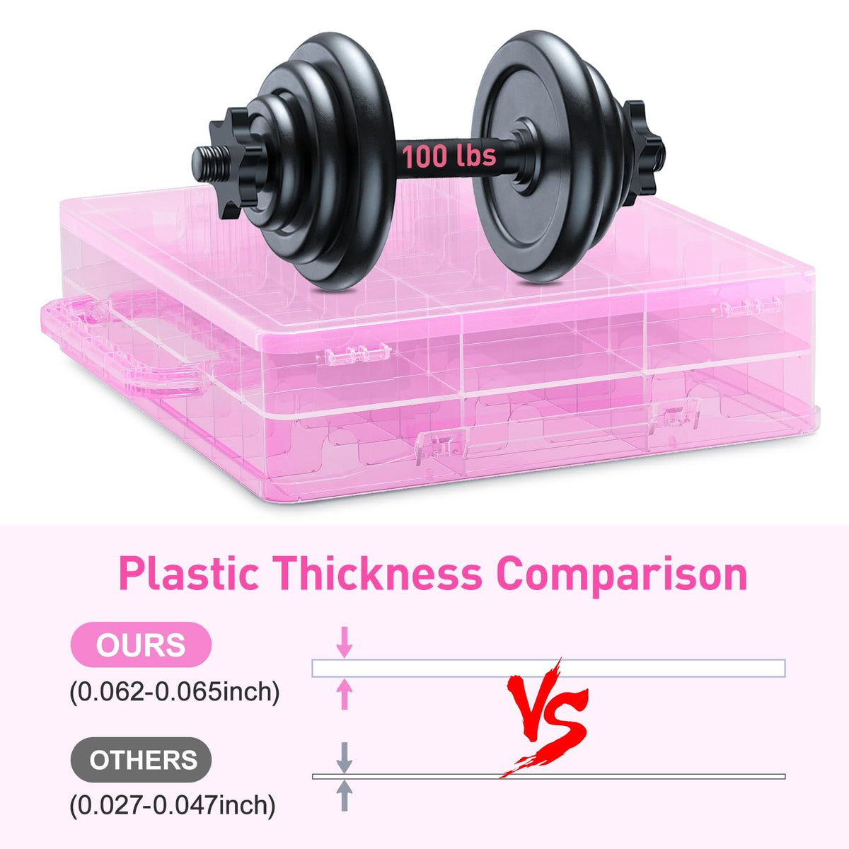 Pink Double-Side Nail Polish Organizer Case with Adjustable Dividers, Holds 48 Bottles
