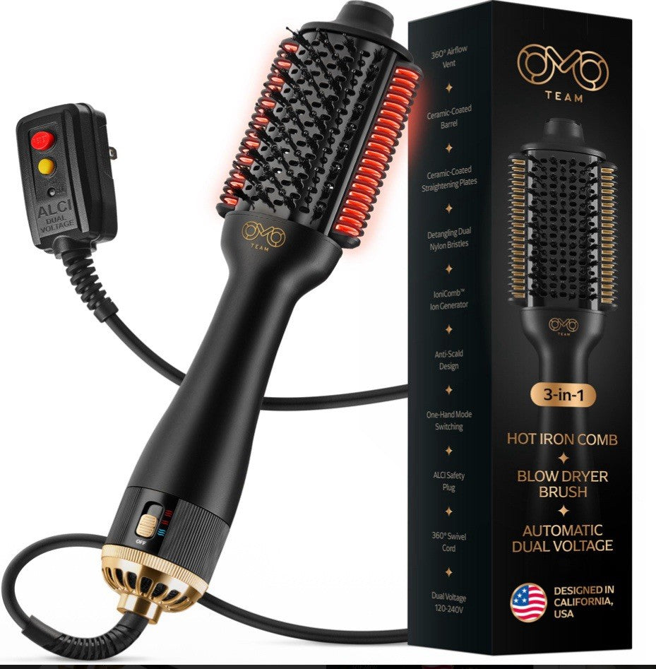 Automatic Dual Voltage 3-in-1 Blowout Hair Dryer Brush - Fast Shipping