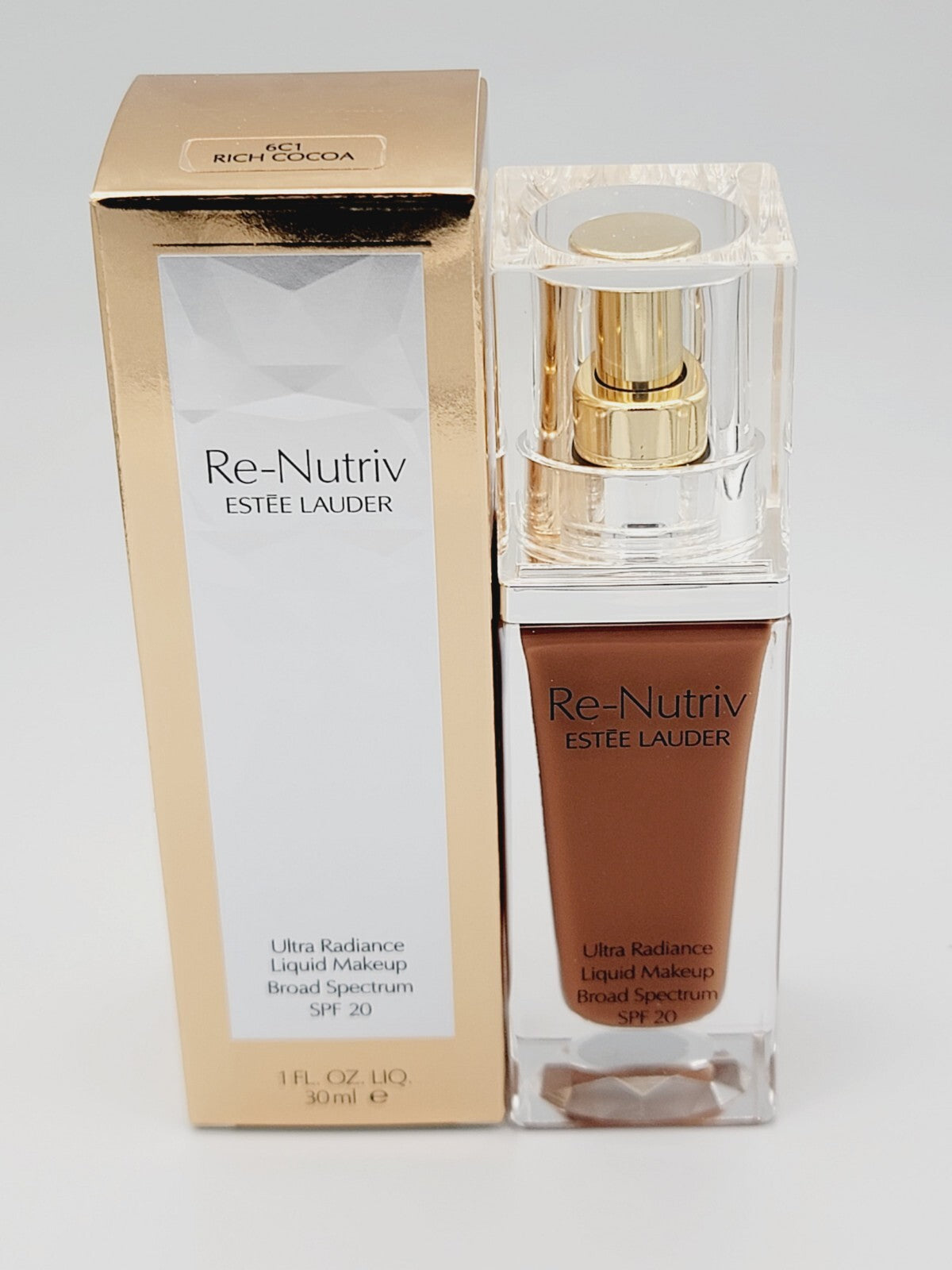 Estee Lauder Re-Nutriv Ultra Radiance Liquid Foundation SPF 20 6C1 Rich Cocoa
