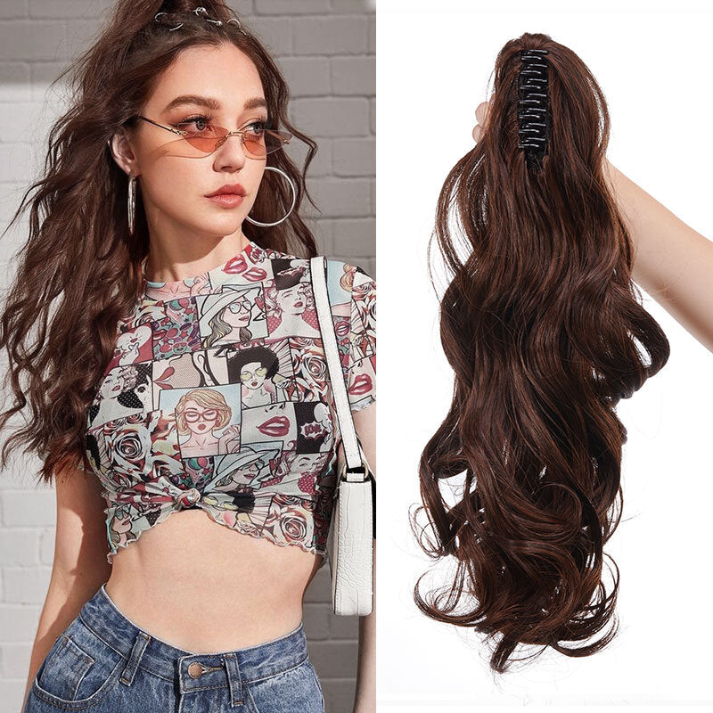 26-Inch Real Human Hair Ponytail Extension with Claw Clip - Thick Hairpiece
