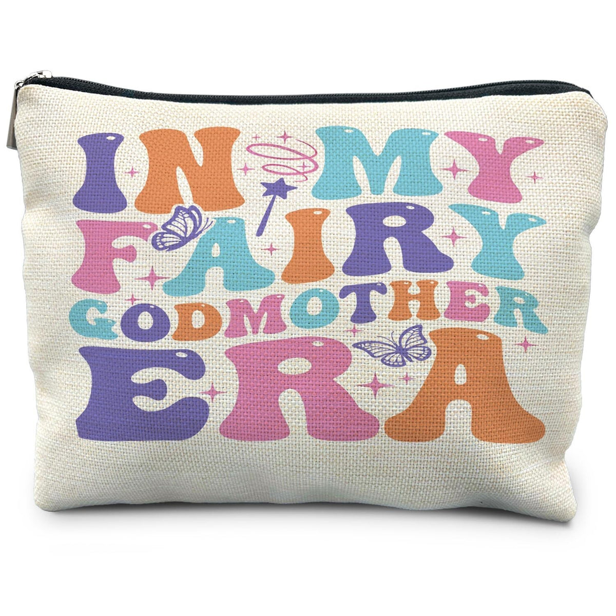 Fairy Godmother Makeup Bag for Women, Gift for Godmother, Canvas Cosmetic Organizer