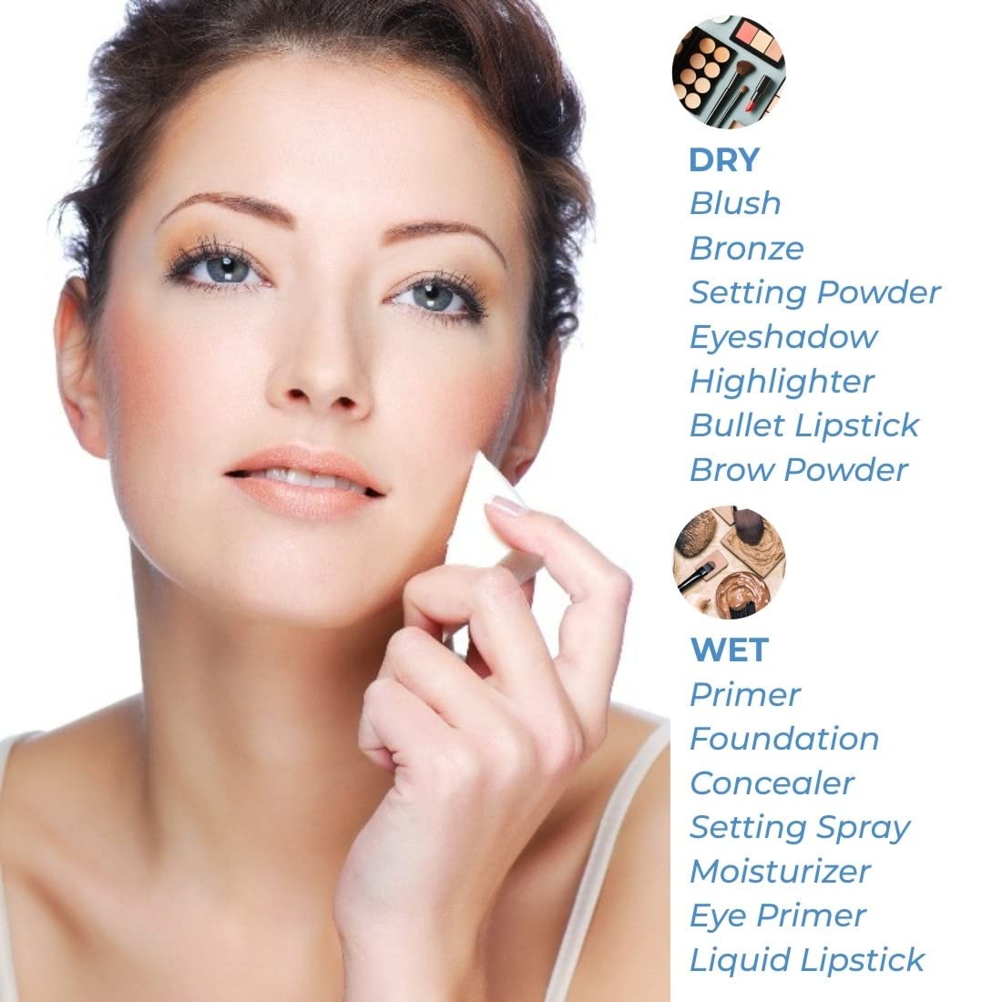 Makeup Wedges - Latex-Free Foam Blenders for Powder & Liquid Application, 100 Pack