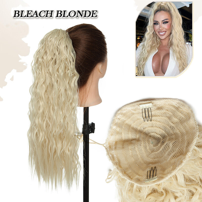 Drawstring Ponytail Hair Extension with Layered Wavy Texture - Thick & Natural-Looking