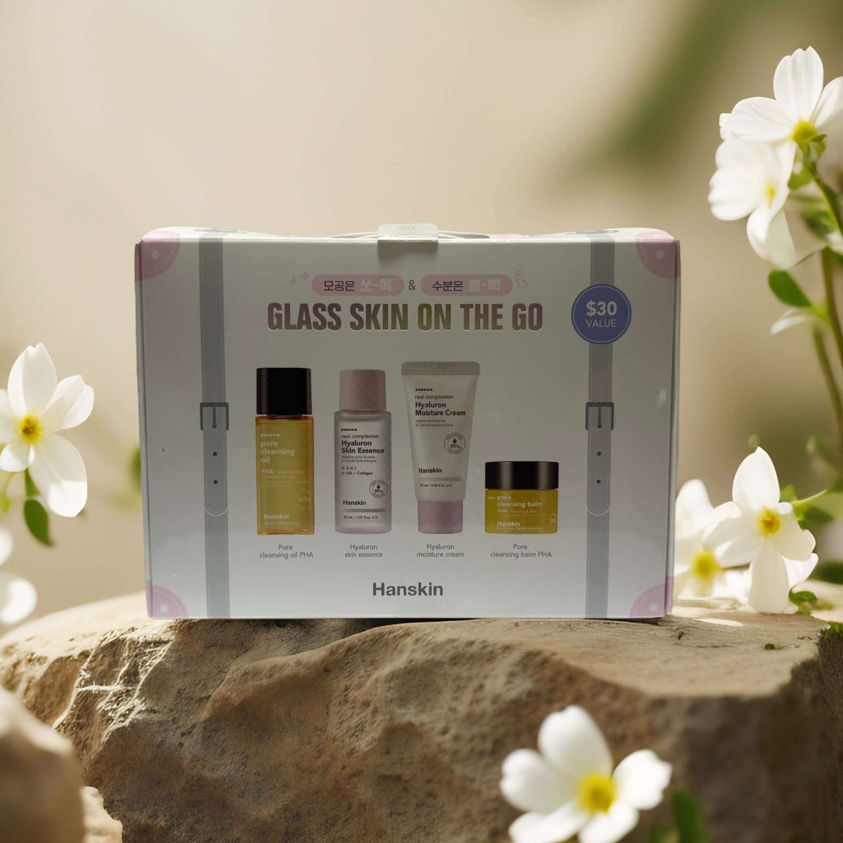 Glass Skin 4-Step Skincare Kit - Travel Size Set for Radiant, Dewy Skin