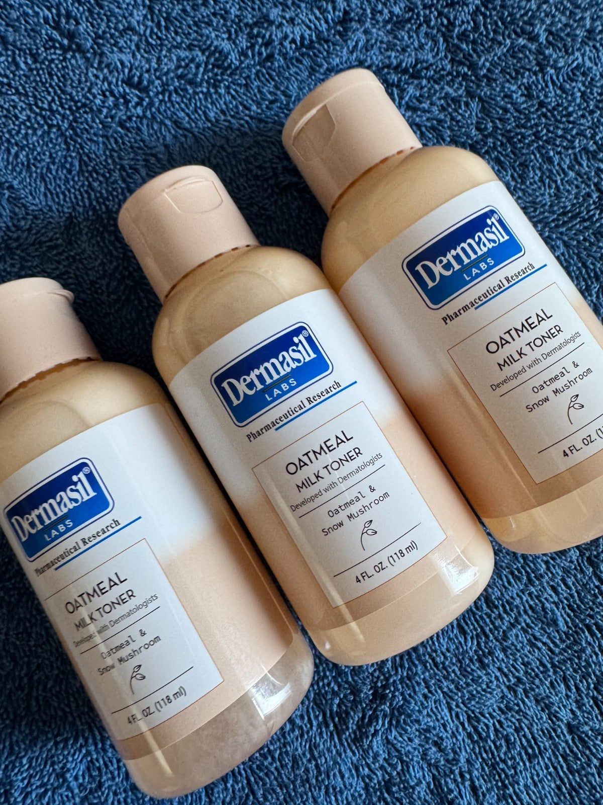 Hydrating Oatmeal & Snow Mushroom Toner - Set of 3, 4 fl oz - Dermasil