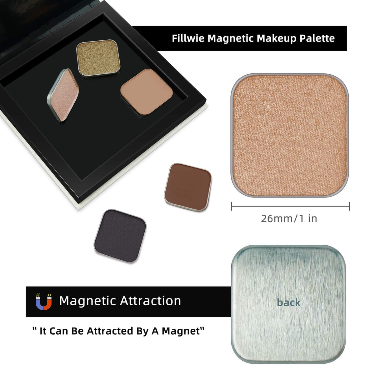 Fillwie Champagne Shimmer Eyeshadow Single Refill Pan - Luminous Gold