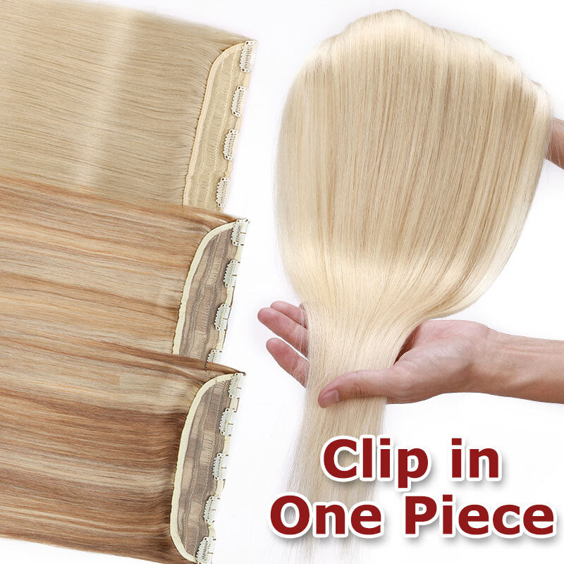 Clip-In Hair Extensions 100% Remy Human Hair Full Head - One Piece