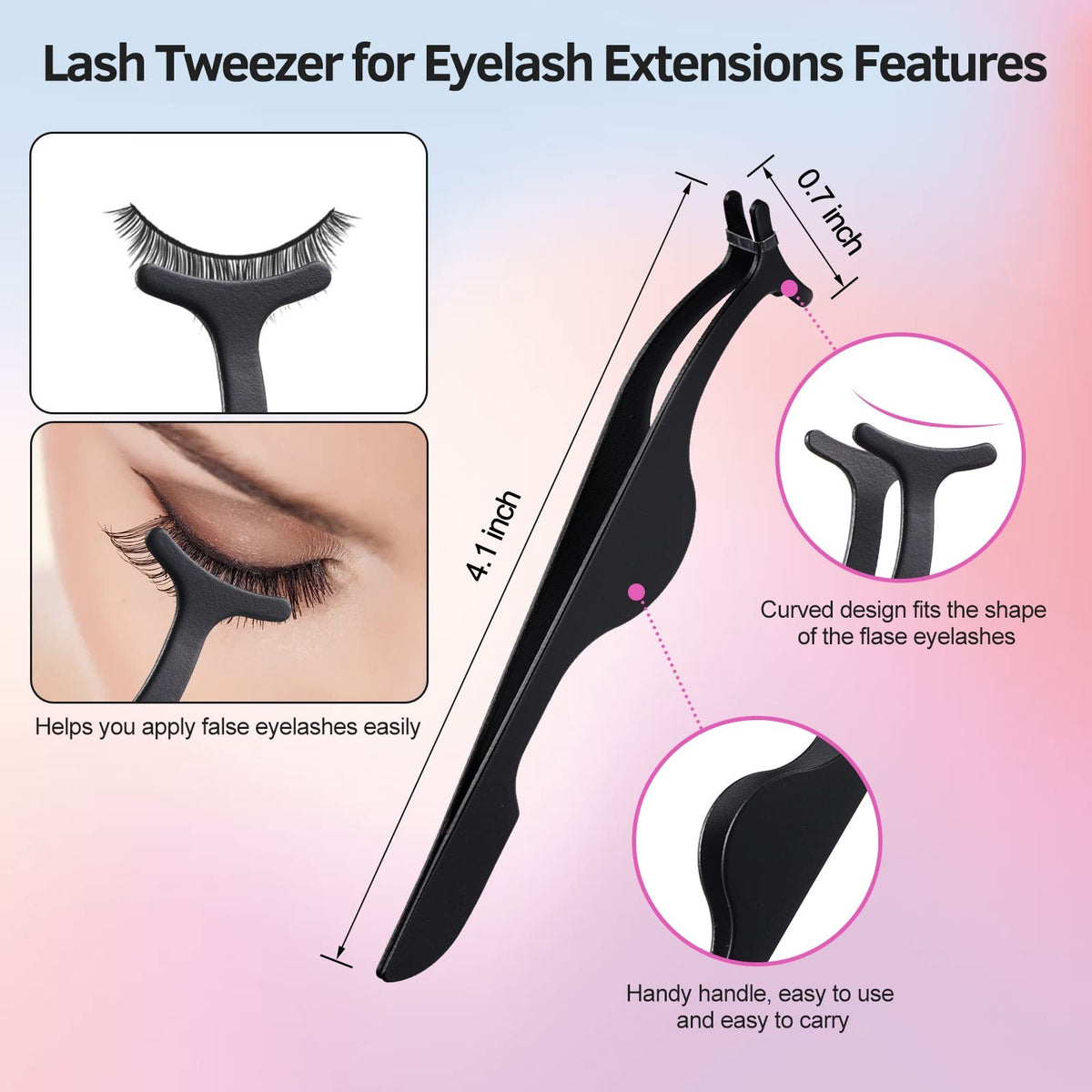 Eyelash Curler Kit 5-in-1 Set for Women with Eyelash Comb, Tweezers & Replacement Pads