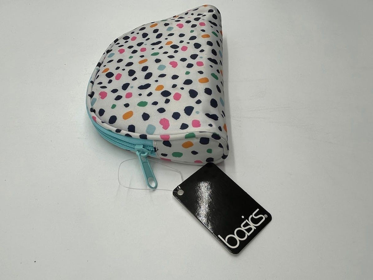 Women's Travel Cosmetic Bag with Multicolor Dot Print, 7-inch Toiletry Organizer