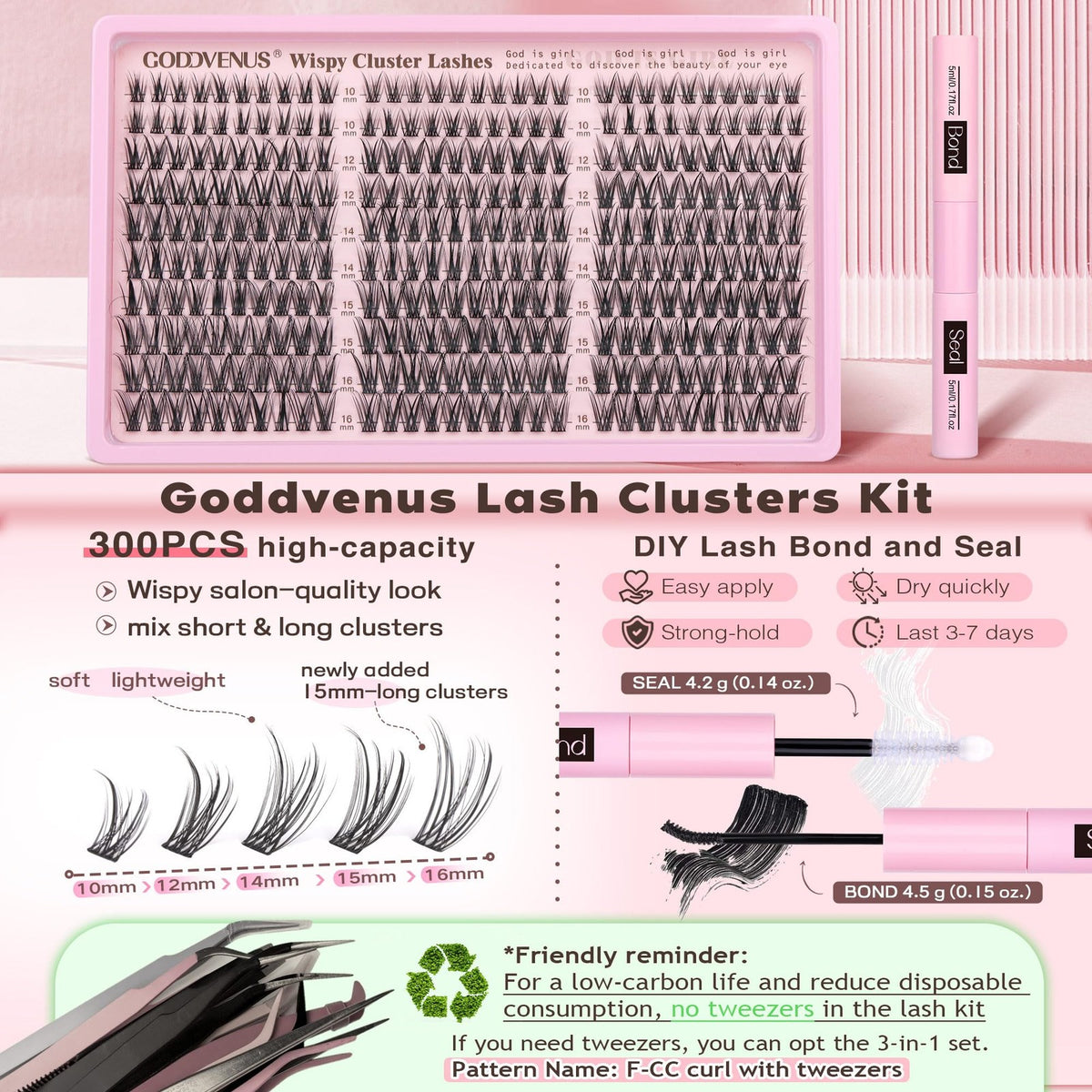 Wispy Lash Clusters Kit Natural DIY Eyelash Extensions 10-16mm 300pcs