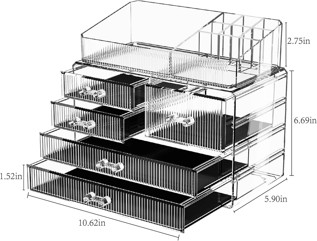 Stackable Clear Acrylic Drawer Organizers for Bathroom and Kitchen Storage