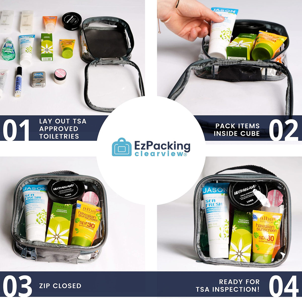 Clear TSA Approved Travel Toiletry Bag for Carry-On, Quart Size Pouch