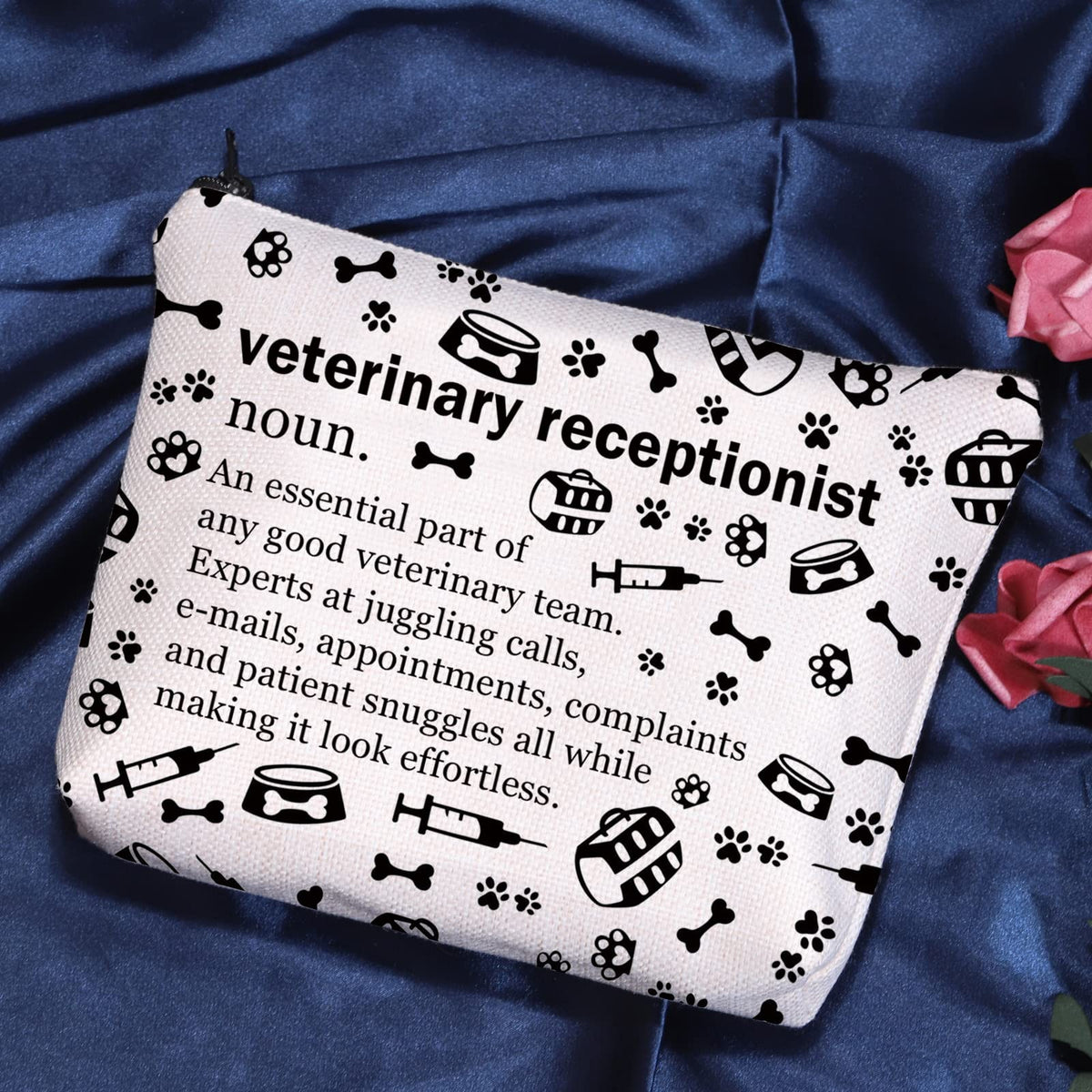 Veterinary Gift Cosmetic Bag for Vet Receptionist - Clinic Makeup Organizer