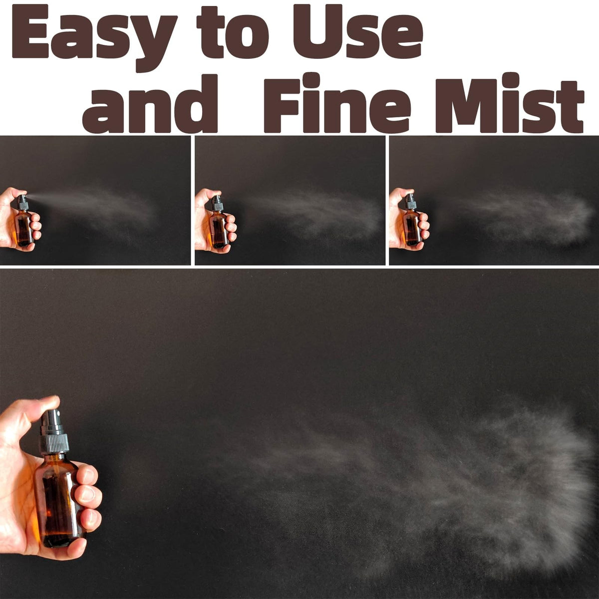 4 Pack 2oz Amber Glass Spray Bottles - Fine Mist for Hair, Plants, Perfume