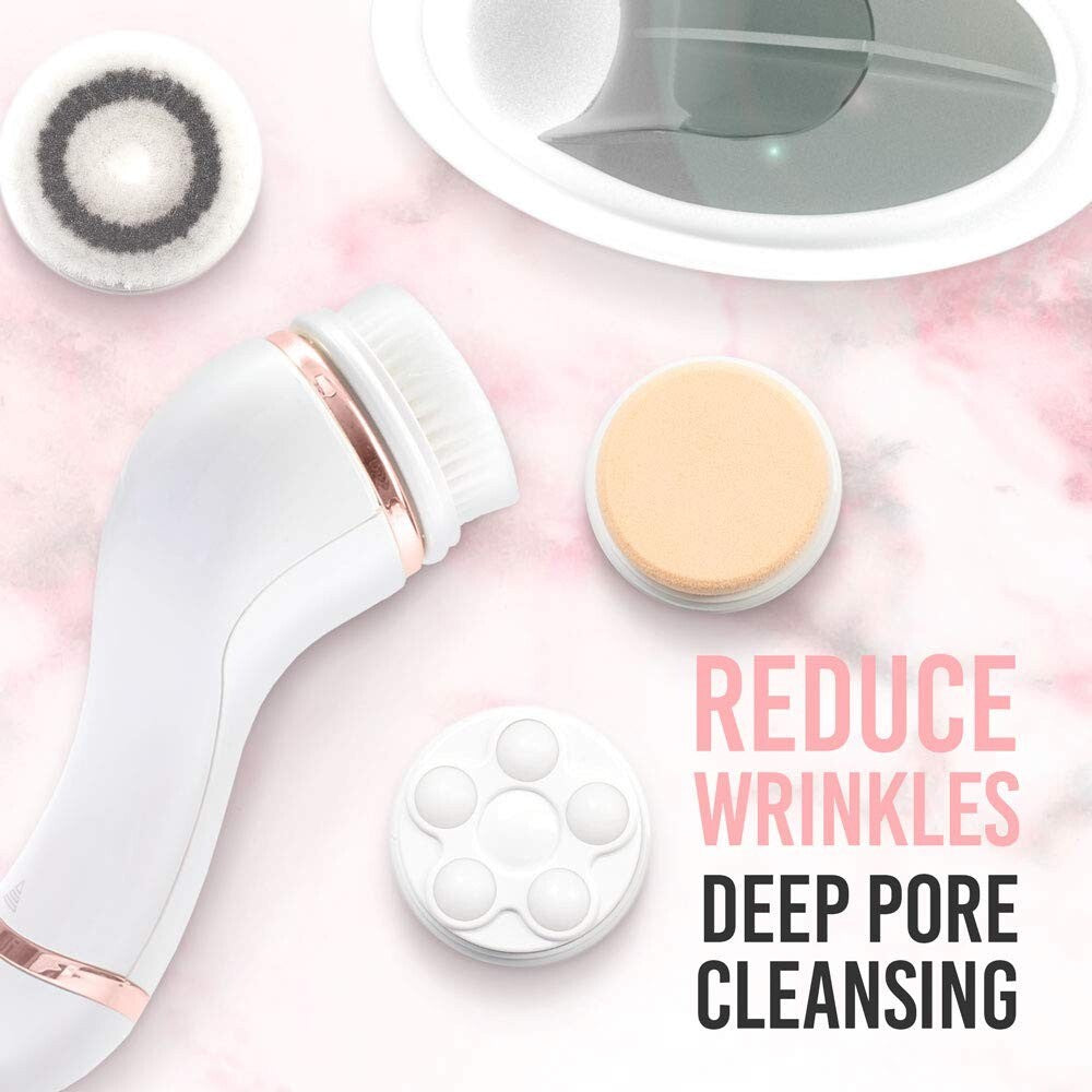 6-Piece Sonic Facial Cleansing System with Brush Heads - Deep Clean & Exfoliate