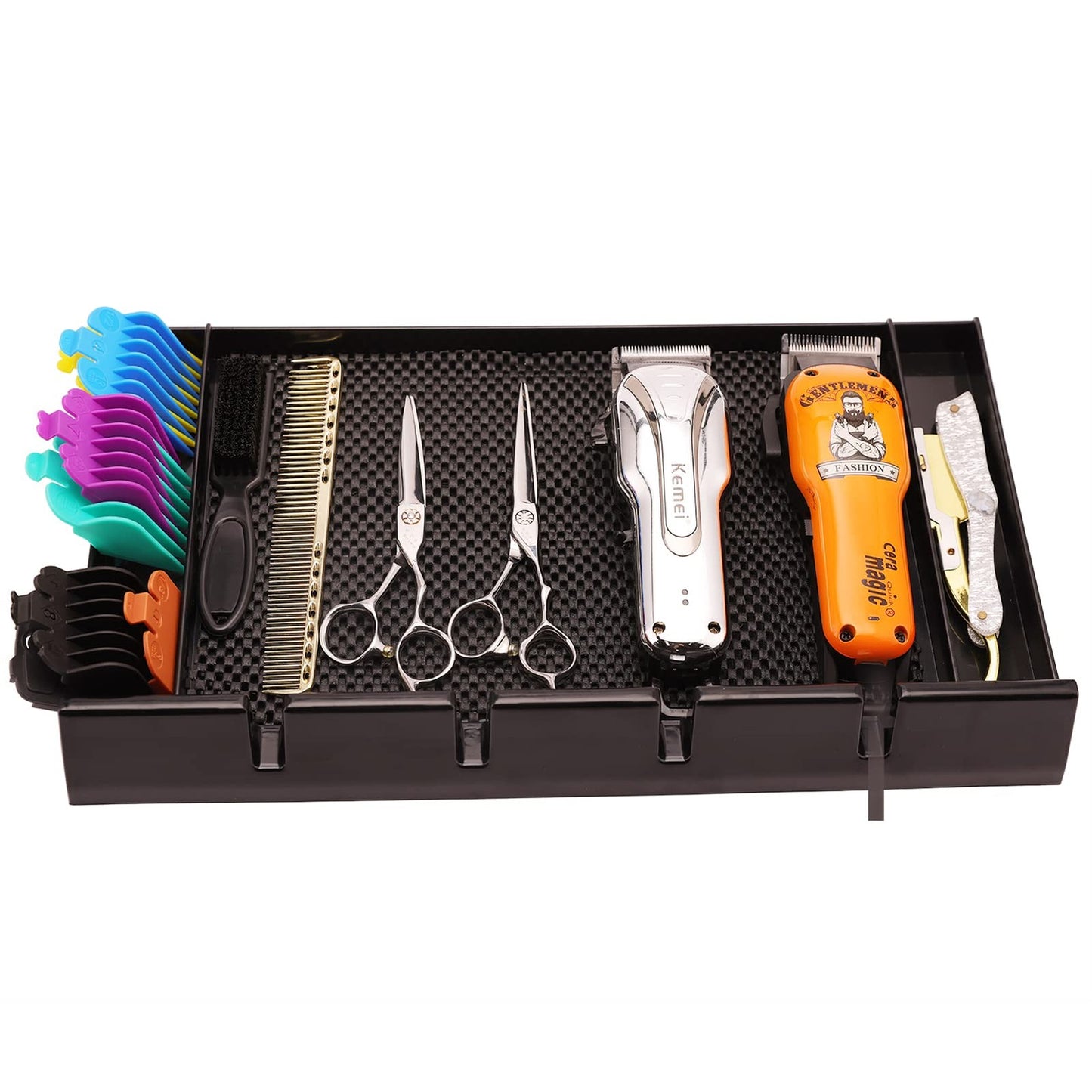 Barber Clipper Organizer Tray with Non-Slip Foam for Hair Trimmers & Tools