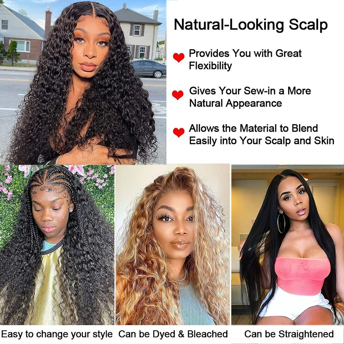 Long Curly Wavy Hair Wig for Women - Synthetic Brazilian Style 45cm
