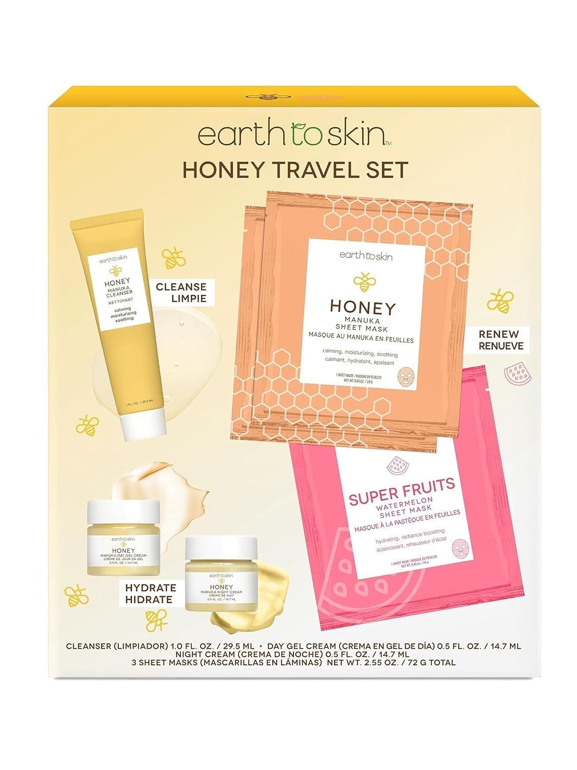 Earth to Skin Honey Travel Skincare Set Luxurious Clean Formula New