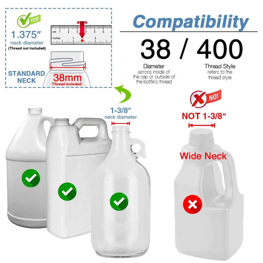 2 Pack White 38-400 10cc Gallon Jug Pump Dispenser for Liquids