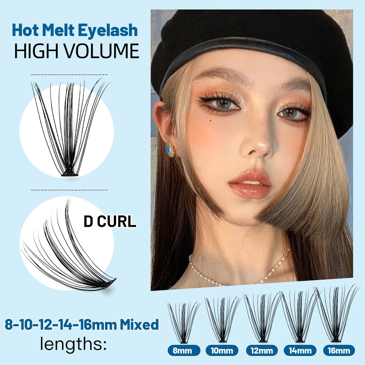 Natural 3D Mink False Eyelashes Individual Strips - Handmade, Light & Soft