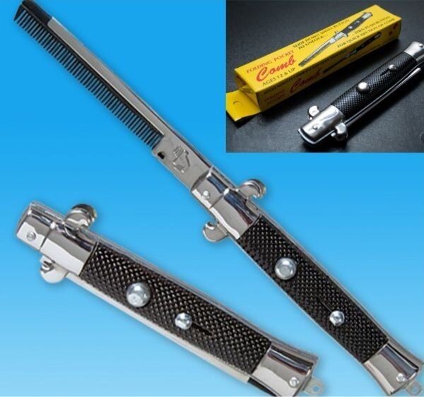 Fake Switchblade Comb Pocket Knife - Novelty Hair Grooming Accessory