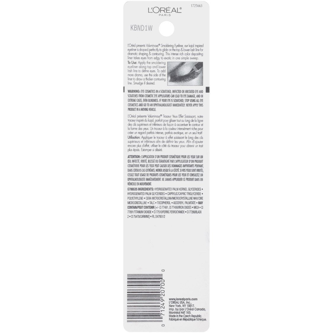 L'Oreal Voluminous Smoldering Eyeliner, Black, 0.056 oz | 1 Count