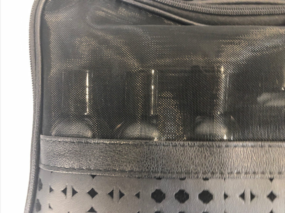 Travel Fitted Weekender Bag with 5 Bottles & Shower Poof - Black