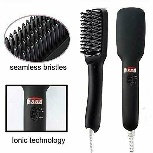 2-in-1 Electric Hair Straightener Brush for Fast & Natural Styling
