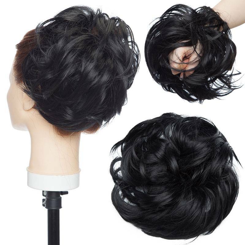 Large Messy Bun Hair Extension - Voluminous Synthetic Ponytail Wrap
