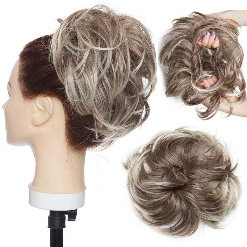 Large Messy Bun Hair Extension - Voluminous Synthetic Ponytail Wrap