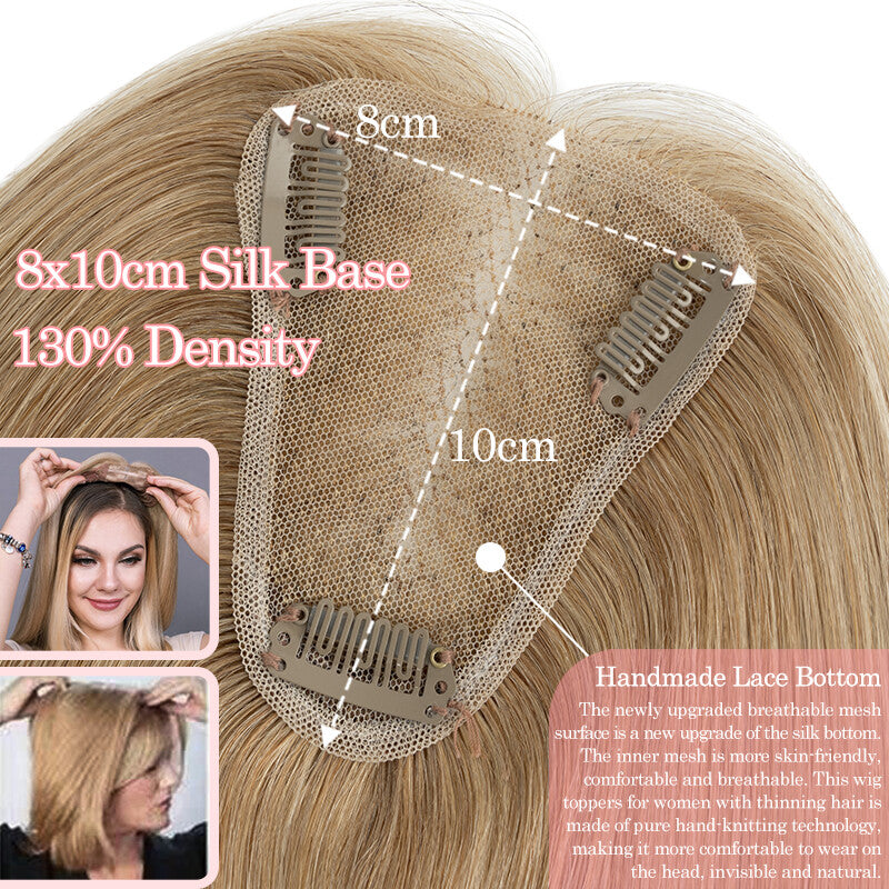Clip-In Remy Human Hair Topper for Women with Thinning Hair
